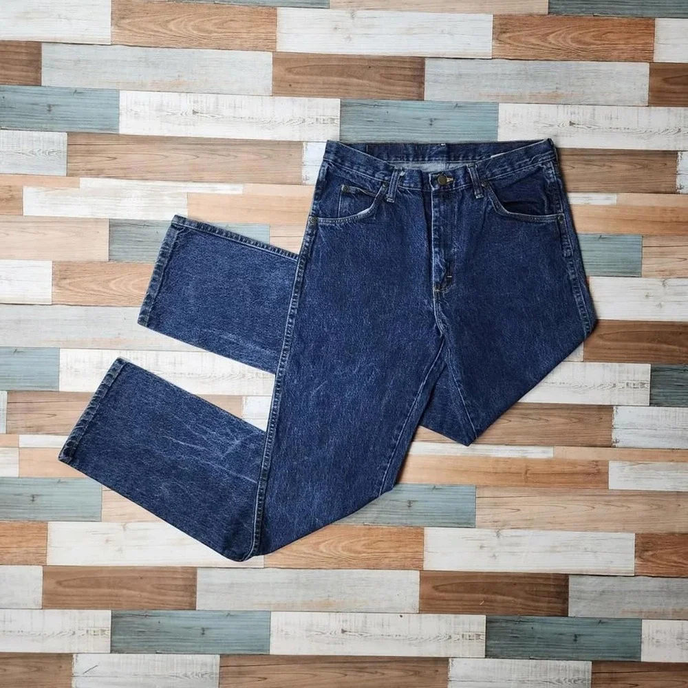 Wrangler Vintage Mens Straight‎ Leg Jeans Dark Wash Blue 96501MR 32x34 (30x34)